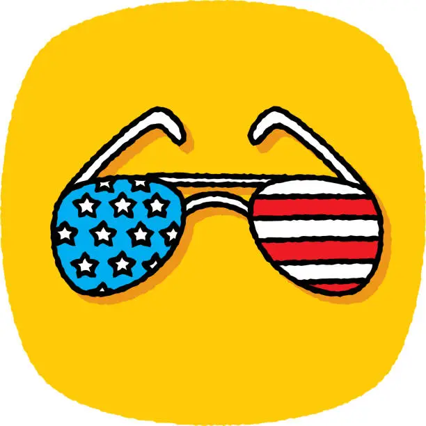 Vector illustration of Patriotic Sunglasses Doodle 7