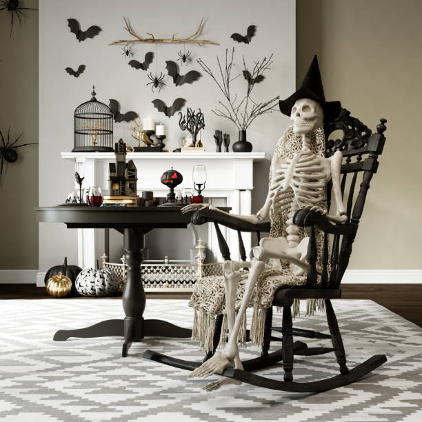 istock Modern Halloween living room interior. 3d rendering. 1422031816