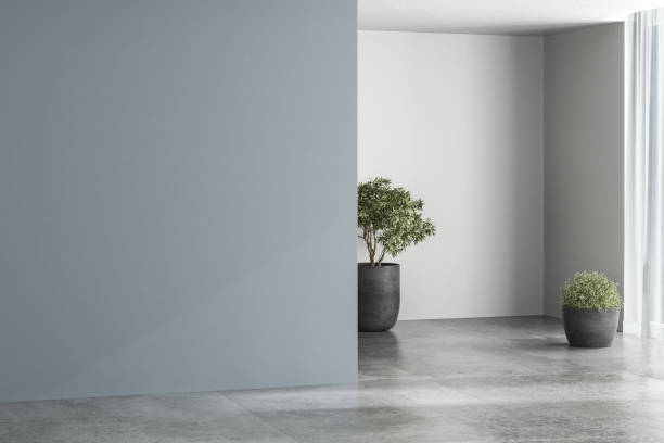 istock 3D rendering of gray home interior without furniture. Empty room, 1422032324