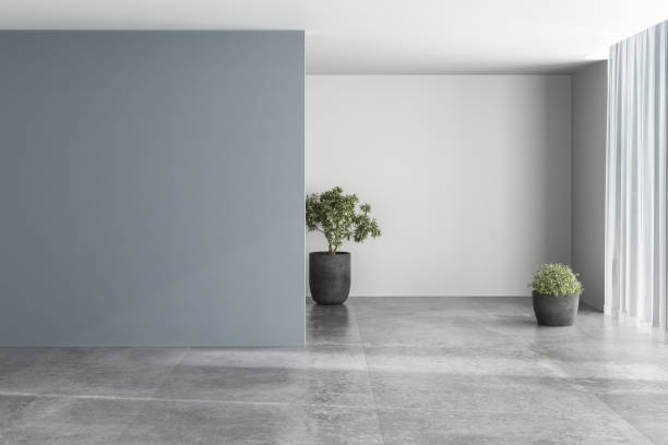 istock 3D rendering of gray home interior without furniture. Empty room, 1422033836