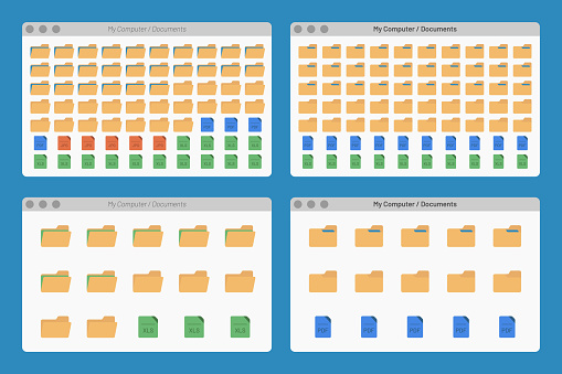 Desktop File Display Desktop Interface Window With Folder And File Format Jpg Pdf Isolated ...
