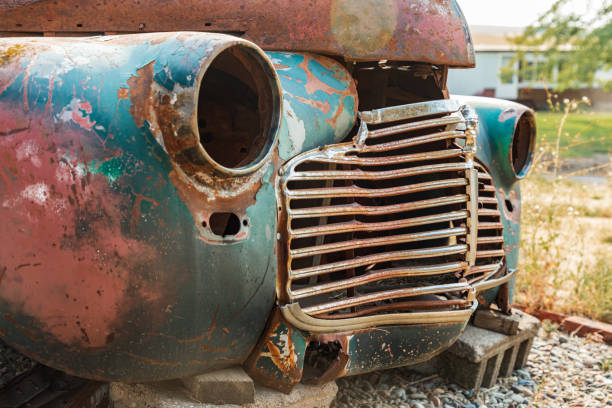 istock Rusted old truck with a chrome grill. 1422036557
