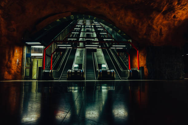 Escalators underground in the city