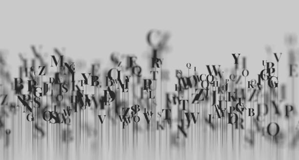 abstract design with letters background - communications technology fotos imagens e fotografias de stock