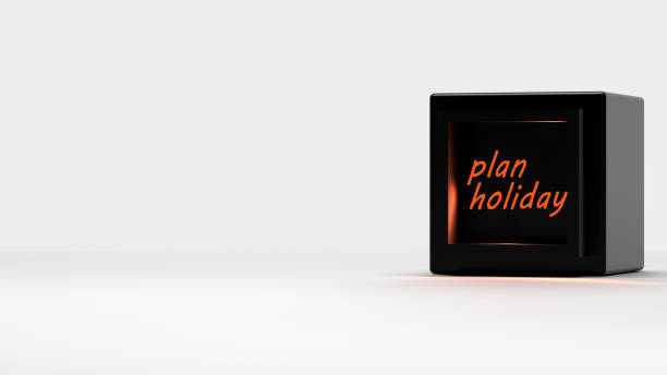 Weekend plan. Cube with the inscription weekend plan on a white background with copy space. 3D render.