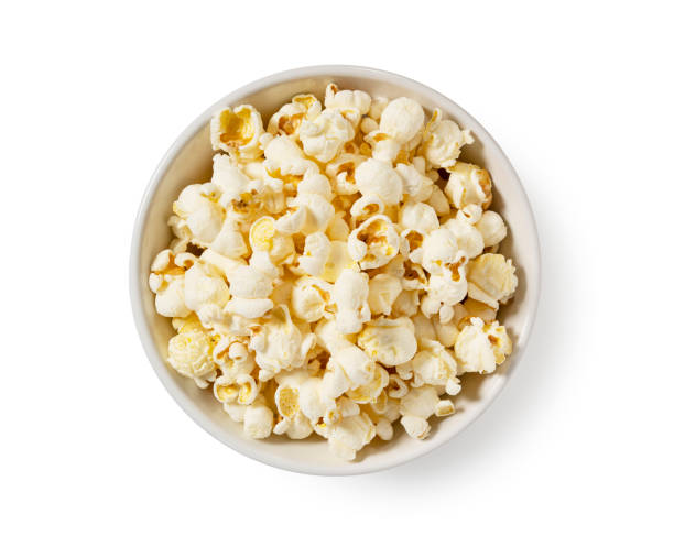 istock Popcorn in a white bowl placed on a white background. 1422066805