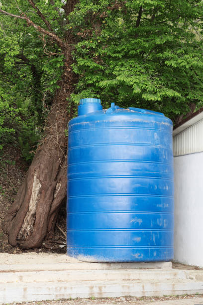 istock Large blue plastic water tank. Water storage vessel 1422068950