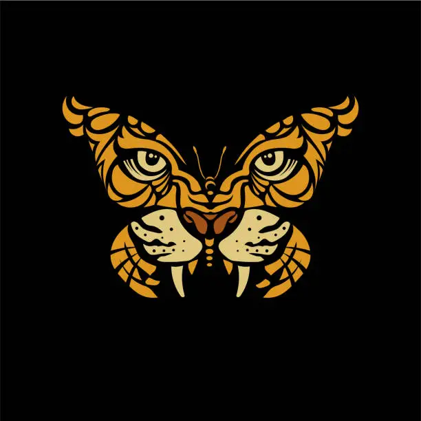 Vector illustration of creative butterfly with tiger face vector