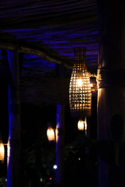 istock Hanging Lamp in Braided Bamboo Lantern 1422087945