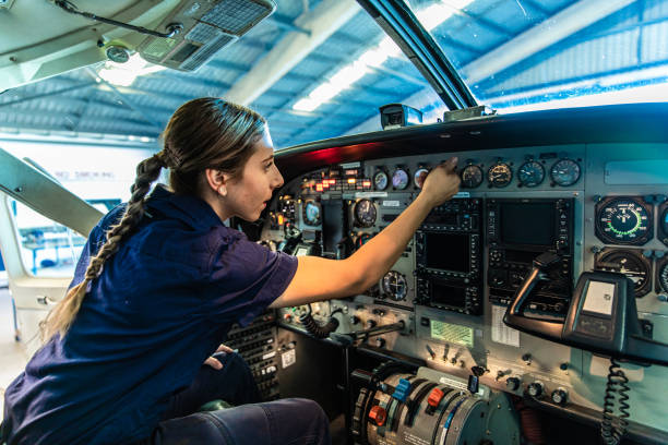 istock Real life young female aircraft engineer apprentice at work 1422090269