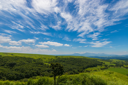 Daytime view of Kuju Highlands in Taketa City, Oita Prefecture, Japan