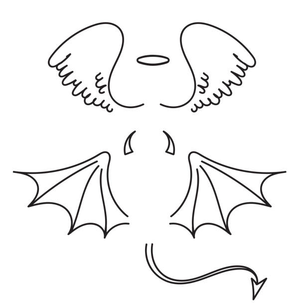 hand drawn doodle angel and demon wings illustration vector hand drawn doodle angel and demon wings illustration vector devil costume stock illustrations