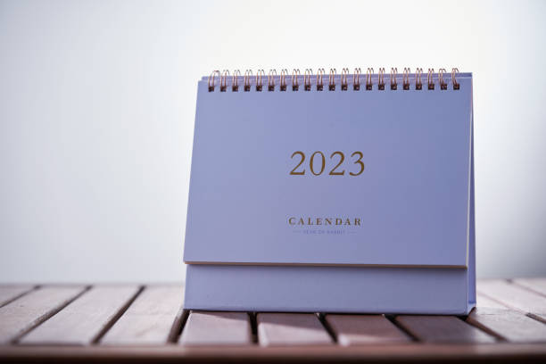 istock desk calendar 2023 on wooden table 1422103091