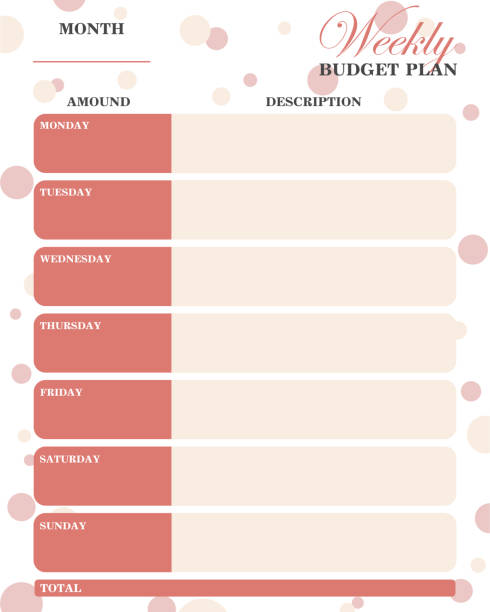 недельный бюджетный план - weekly budget stock illustrations