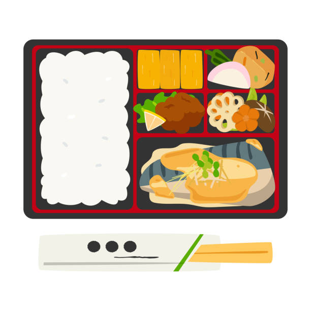 japoński bento. - bento box lunch healthy lifestyle stock illustrations