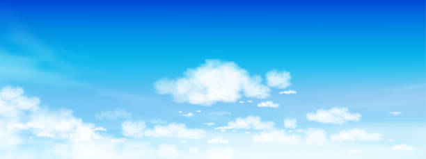 Sky cloudscape in sunny day Spring, Vector wide panorama Summer blue sky with white clouds,Beauty clear cloudy bright light in winter, Cartoon nature of horizon skyline for Environment day Sky cloudscape in sunny day Spring, Vector wide panorama Summer blue sky with white clouds,Beauty clear cloudy bright light in winter, Cartoon nature of horizon skyline for Environment day cirrus sunrise cloud sky stock illustrations
