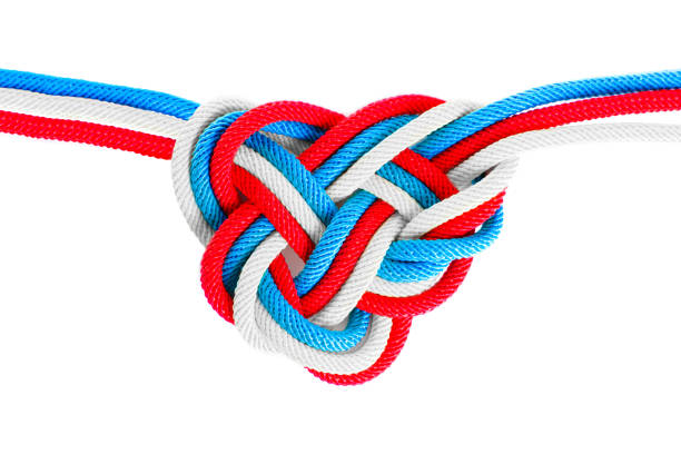 istock Heart shaped celtic knot made from dyed cords 1422121661
