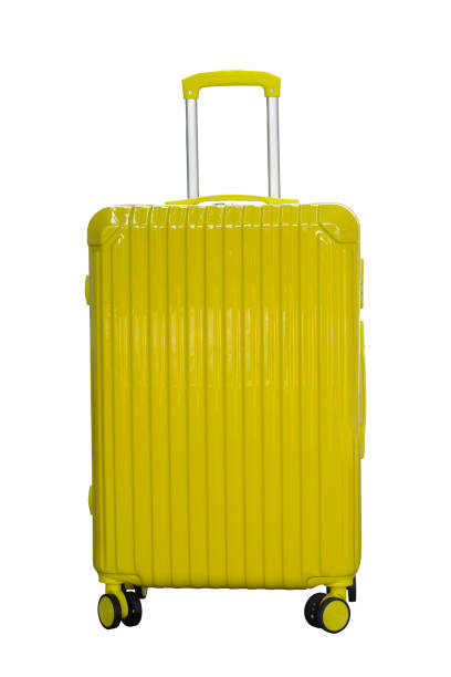 istock Yellow suitcases isolated on white background included clipping path. 1422121906