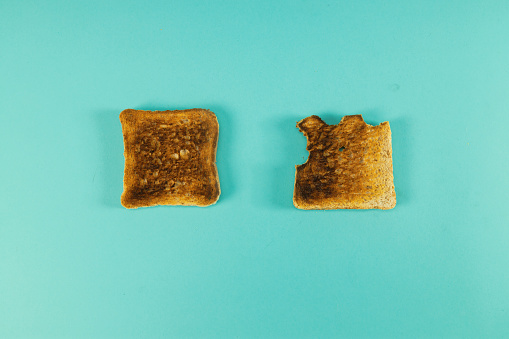 Toasted bread and fresh one.