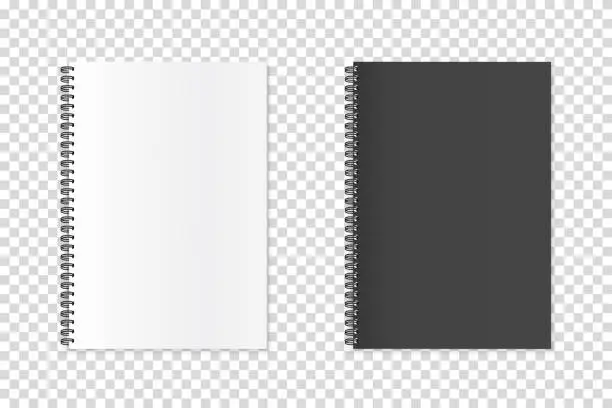 Vector illustration of Spiral Notebook Templates - Vector Mock Up Illustrations With Copy Space Isolated On Transparent Background