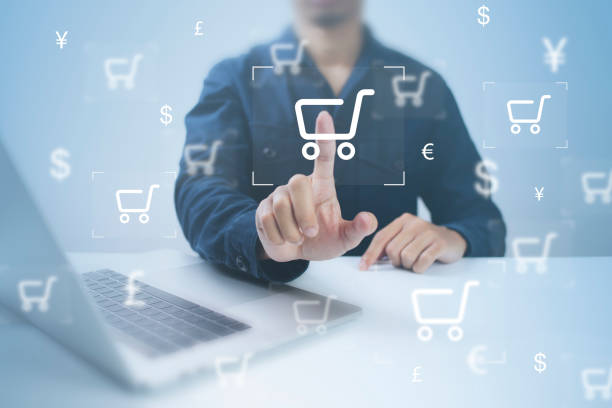 istock Businessman using computer and touch virtual screen online shopping. And online payment option or digital wallet online transaction concept. 1422125685