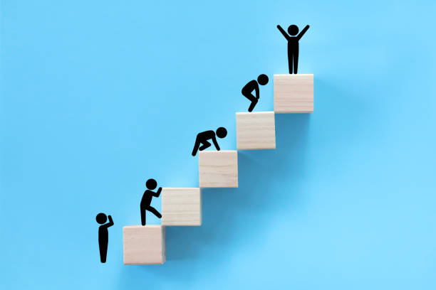 istock Pictogram going up the stairs. 1422129439