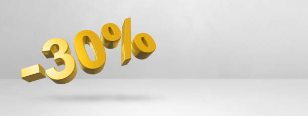 istock 30% off discount offer. 3D illustration isolated on white. Horizontal banner 1422129452