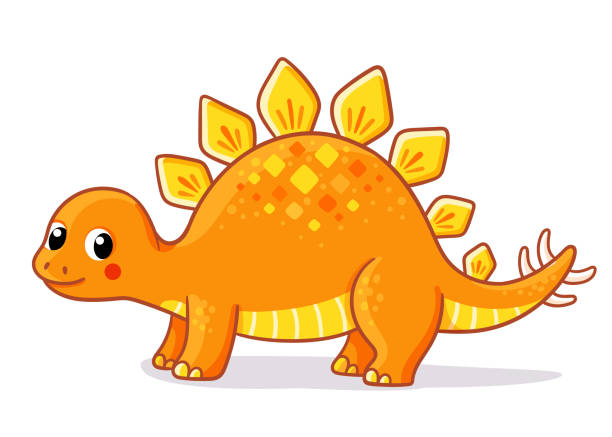 Illustration vectorielle avec stégosaure. Dinosaure mignon dans le style dessin animé. - Illustration vectorielle