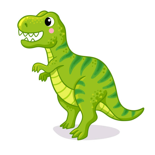 Illustration vectorielle avec tyrannosaurus rex isolé. Dinosaure vert allosaurus dans le style dessin animé. - Illustration vectorielle
