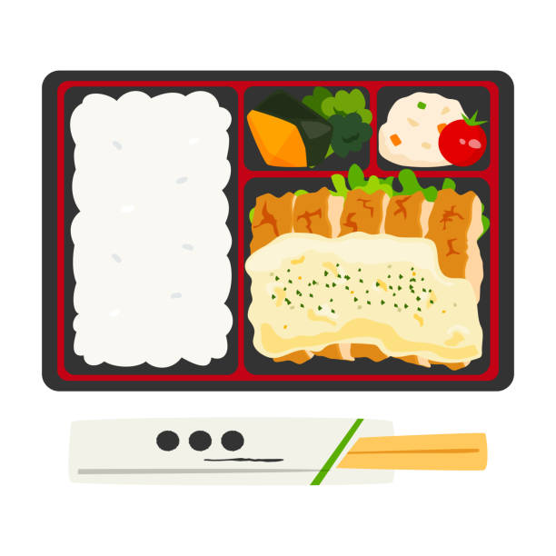 japoński bento. - bento box lunch healthy lifestyle stock illustrations