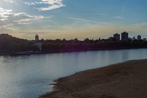 Rhein river in Cologne in the evening