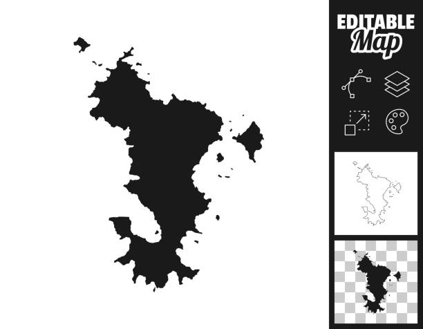 Mayotte maps for design. Easily editable Map of Mayotte for your own design. Three maps with editable stroke included in the bundle: - One black map on a white background. - One line map with only a thin black outline in a line art style (you can adjust the stroke weight as you want). - One map on a blank transparent background (for change background or texture). The layers are named to facilitate your customization. Vector Illustration (EPS file, well layered and grouped). Easy to edit, manipulate, resize or colorize. Vector and Jpeg file of different sizes. mayotte stock illustrations