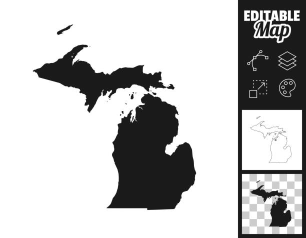 ミシガン州はデザインのためのマップ。簡単に編集可能 - michigan点のイラスト素材／クリップアート素材／マンガ素材／アイコン素材