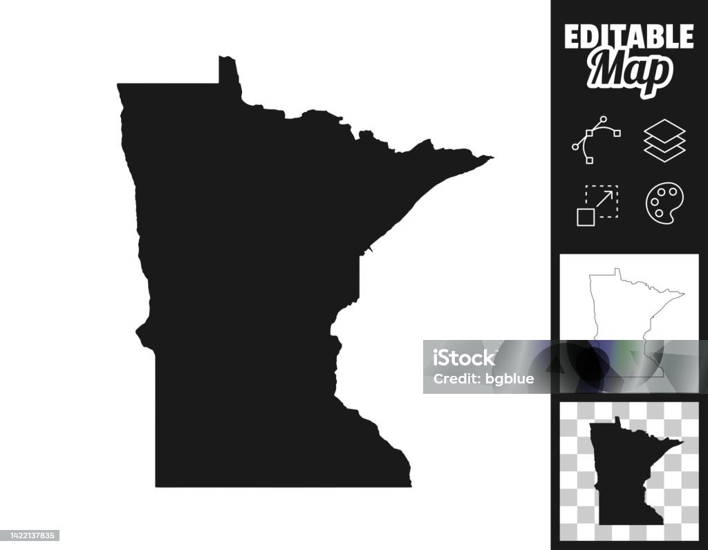 Minnesota Line Map Minnesota Maps For Design Easily Editable Stock Illustration - Download ...