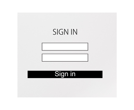 Close-up of blank Login form on white background.