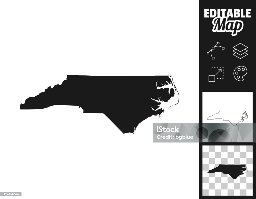 North Carolina Maps For Design Easily Editable Stock Illustration