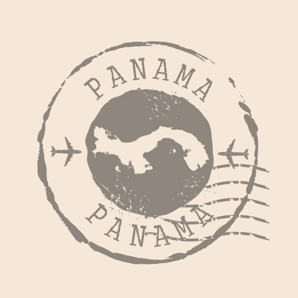 ilustraciones, imágenes clip art, dibujos animados e iconos de stock de sello postal de panamá. mapa silhouette sello de goma.  diseño retro travel. sello de map panama grunge para su diseño.  eps10 - rubber stamp mail passport travel