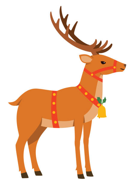 Christmas deer vector art illustration