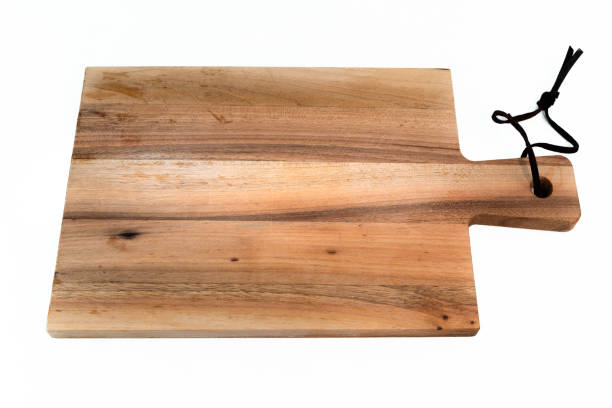 istock Olive wood cutting board with leather strap 1422151904