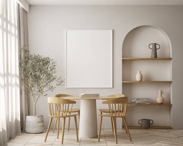 istock mock up poster frame in modern interior background, living room, Scandinavian style, 3D render, 3D illustration 1422152244