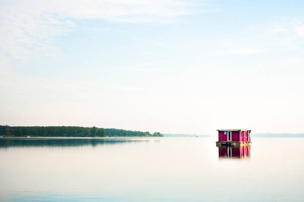 Lakeside patio on beautiful summer day.