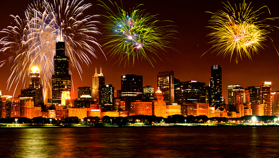 New year fireworks over Chicago.