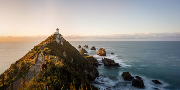 istock Sunrise over Nugget point lighthouse, Southland. 1422160163