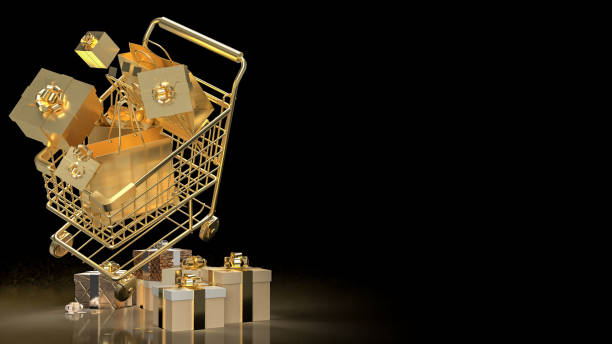 istock The gold shopping cart for Black Friday concept 3d rendering 1422160227