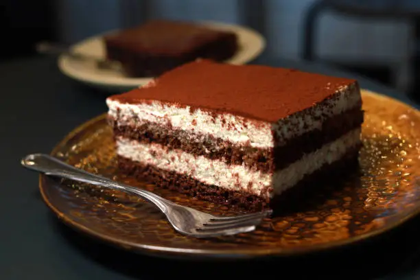 Tiramisu In Plate On Table