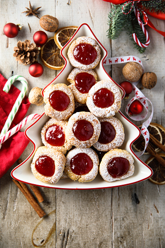 Homemade Christmas cookies with jam