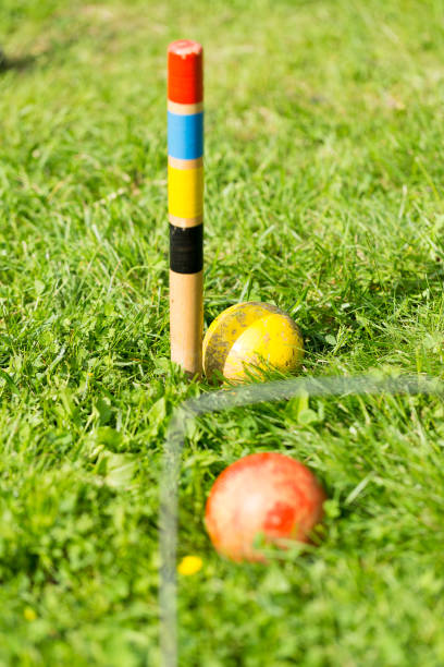 istock Lawn game of Croquet on grass 1422189326