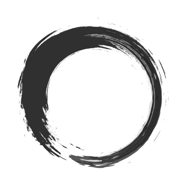 istock vector brush strokes circles of paint on white background. Ink hand drawn paint brush circle. Logo, label design element vector illustration. Black abstract circle. Frame. 1422190304