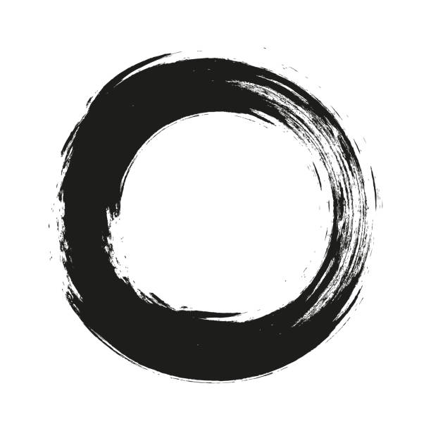 istock vector brush strokes circles of paint on white background. Ink hand drawn paint brush circle. Logo, label design element vector illustration. Black abstract circle. Frame. 1422193274