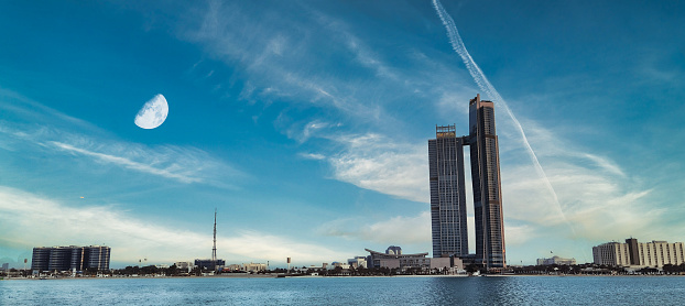 Sea with tower of abudhabi